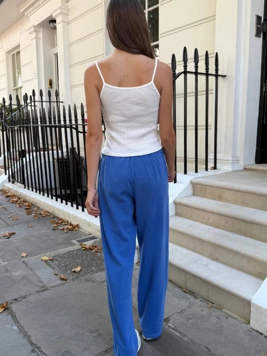 Brandy Melville Pants - Brandy Melville Blue Wide-Leg Track Pants